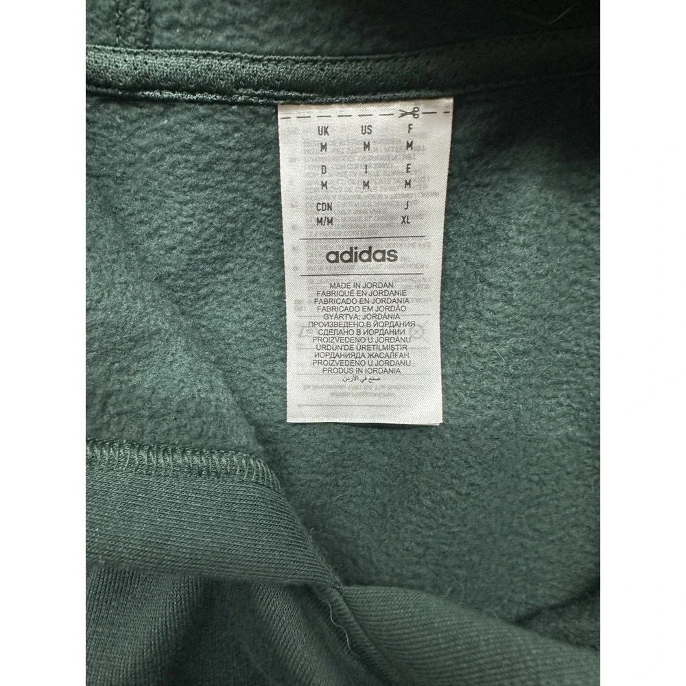 Adidas Men's‎ Pullover Hoodie Solid Polyester Dark Green Size M Zip Pocket